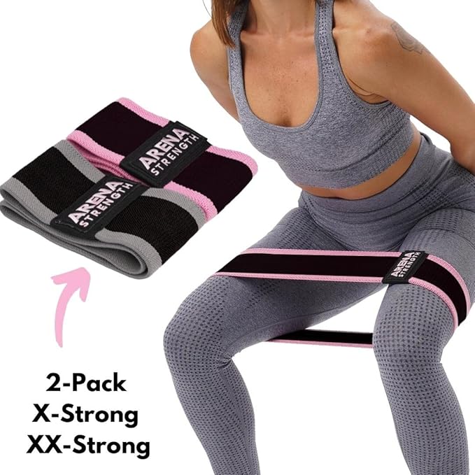 Arena Strength Fabric Booty Bands: Fabric Resistance Bands for Legs and Butt: 3 Pack Set. Perfect Workout Hip Band Resistance. Workout Program and Carry Case Included