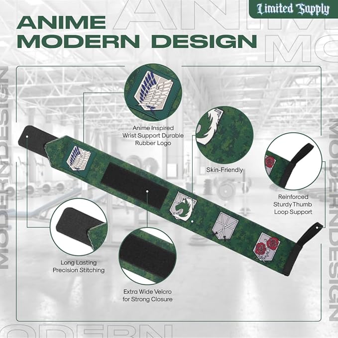 Anime Wrist Wraps Lifting Straps 24" for Men and Women - 1 Pair Each, Gym Accessories Support Weightlifting, and Improve Workout