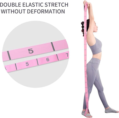 Elastic Stretching Strap with 11 Loops, Adjustable Stretch Band for Adults - Flexibility Straps for Yoga, Pilates, Dance - Non-Slip Fabric Resistance Band for Home Workout, Physical Therapy