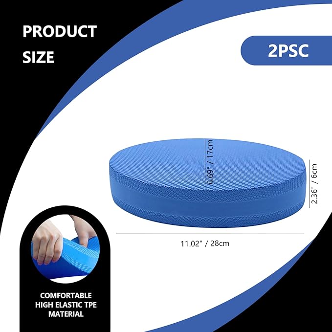 2Pcs Foam Balance Pad Oval Yoga Pad Cushioning Protection with Closed-Cell Structure 2in Thick Exercise Balance Pad Balance Pad Blue