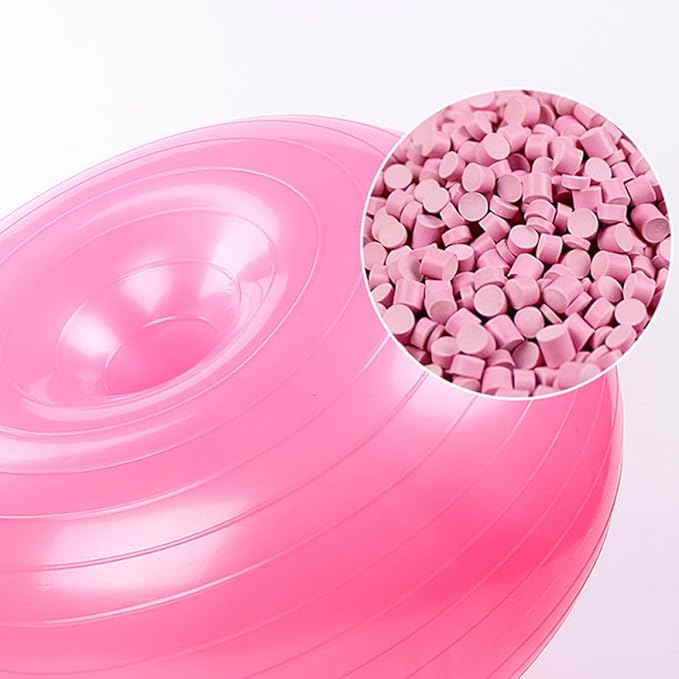 ABOOFAN Donut Yoga Ball PVC Explosion-Proof Balance Exercise Ball with Air Pump Thickened Pink for Core Training and Home Gym Workout