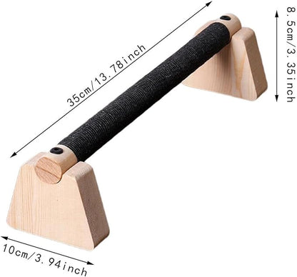 Parallettes Push Up Bars (2-Pack) - Wooden Non-Slip Base for Home Strength Training, Calisthenics & Floor Workouts- 35CM