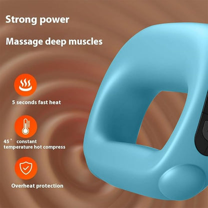 Deep Tissue Percussion Muscle Massage Gun: with Heat, Adjustable Intensity and Speed, Super Quiet, USB-C Rechargeable, Portable, Pain Relief for Athletes and Everyone, Ideal Gift（Blue）