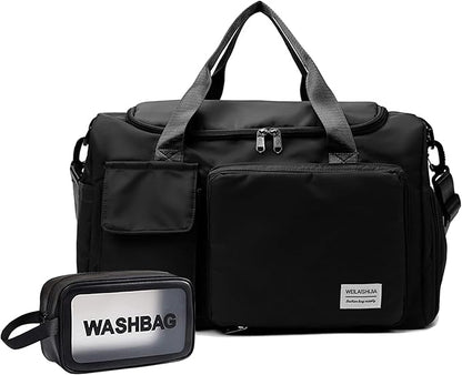 Travel Bag, Large Capacity Folding Travel Bag, Sports Gym Bag with Wet Pocket & Shoes Compartment, Foldable Travel Duffel Bag, Weekender Overnight Bag for Women and Man
