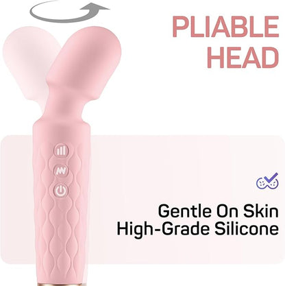 Personal Massager - 4H Max Runtime & Ultra-Quiet - Waterproof - 20 Modes 8 Speeds for Deep Tissue Back Massage, Post-Workout Recovery and Neck Muscle Relaxation（Pink）