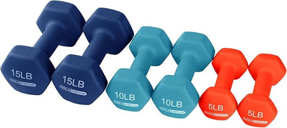 HolaHatha 2, 3, 5, 8, and 10 Pound Neoprene Dumbbell Free Hand Weight Set with Rack, Ideal for Home Exercises to Gain Tone and Definition, Pastel