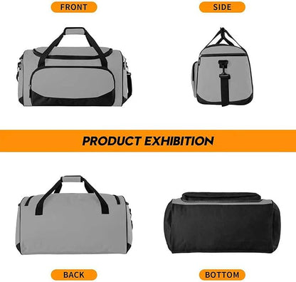 Heavy Duty Duffle Bag for Men, 55L Large Durable Gym Duffel Bag for Workout, Sports, Travel Gear - Gray