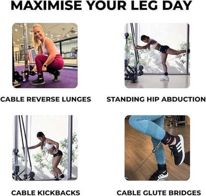Ankle Straps for Cable Machines Women, Glute Kickback Cable Machine Attachments, Gym Ankle Cuffs, Wrist Cuffs for Workout, Leg Training Accessory, Fitness Gear for Home or Gym