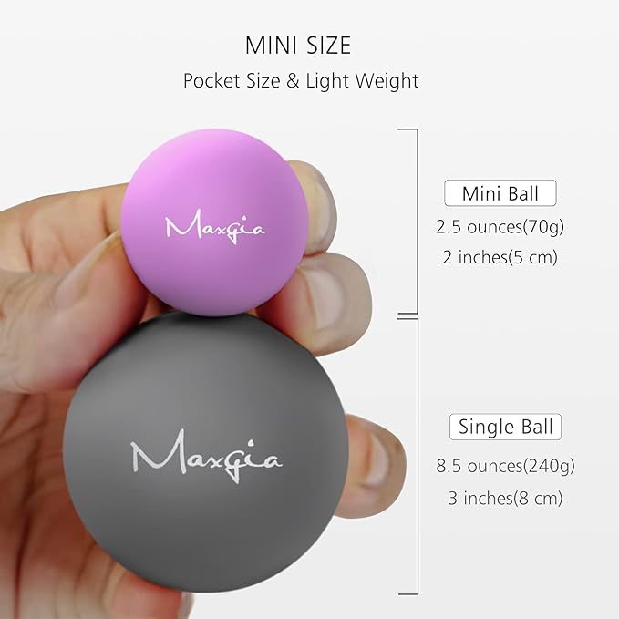 2" Mini Massage Ball, 5 Speeds Vibrating Massage Roller Ball for Palm, Hand, Foot, Leg, Neck, Back, Trigger Point Muscle Therapy Ball for Myofascial Release, Plantar Fasciitis Relief, Gray