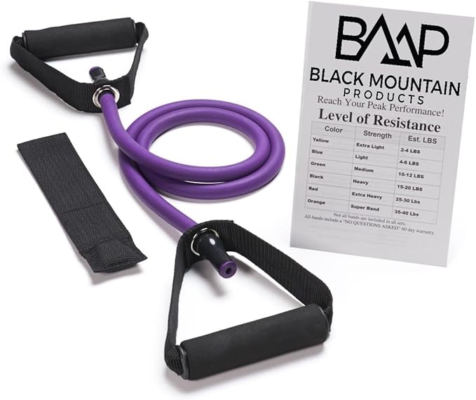 Black Mountain Products Single Resistance Band - Door Anchor and Starter Guide Included