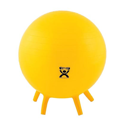 CanDo 30-1891 Non-Slip Inflatable Exercise Ball with Stability Feet for Exercise, Workout, Core Training, Yoga, Pilates, Active Sitting in Gym, Office, Home or Classroom. Yellow 18"