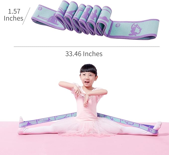 Adjustable Stretch Strap for Kids, 8-Loop Elastic Resistance Band for Children Gymnastics, Ballet Dance, Yoga, Stuff，Pilates & Flexibility Training, Home Exercise Equipment for Girls