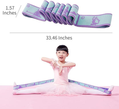 Adjustable Stretch Strap for Kids, 8-Loop Elastic Resistance Band for Children Gymnastics, Ballet Dance, Yoga, Stuff，Pilates & Flexibility Training, Home Exercise Equipment for Girls