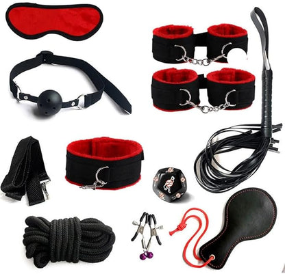 10-Piece Nylon Yoga Endurance Kit, Stylish Stretch Band, Complete Small Tools, Stamina Building, Mutual Training Home Fitness Combo (Red)+Y15