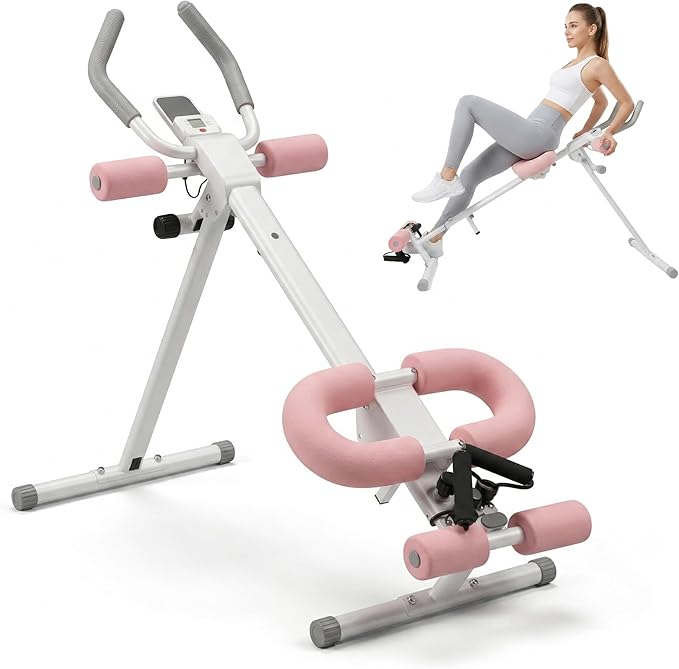Multifunctional Ab Machine, 6-in-1 Ab Workout Equipment for Home Gym, Adjustable Core & Waist Trainer with 7 Height Levels & 2 Incline Angles, Rowing Mode, Knee Glider