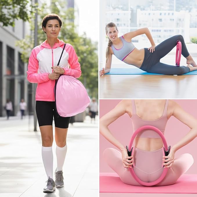 Pilates Essentials Kit for Women, 14 Pcs Home Workout Equipment with Pilates Circle Ball Ring Set Resistance Bands and Anti Slip Sock, Yoga Pilate Essentials Accessories