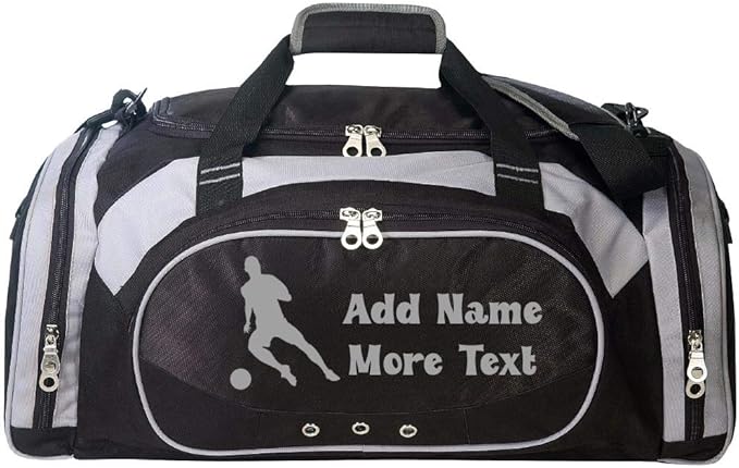 Personalized SportS Duffel Bag With Custom Name & Text - Soccer Black