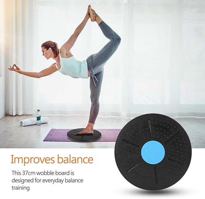 Yosoo Round Wobble Balance Board Stability Disc Yoga Ankle Knee Exercise Gym Fitness and Training Board 14 inch Diameter