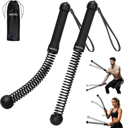 Ropeless Battle Ropes Weighted, 2 Pack Portable Cordless Battle Ropes for HIIT & Cardio Full-Body Workout Tool with Non-Slip Spiral Handles, Travel-Friendly Home Gym Equipment for Women & Men