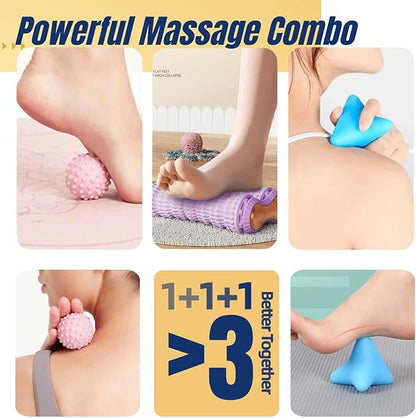 Massage Ball & Foot Roller - 3-in-1 Set, Massage Roller - Plantar Fasciitis Relief and Heel Spur Pain, Trigger Point Therapy for Deep Muscle Massage