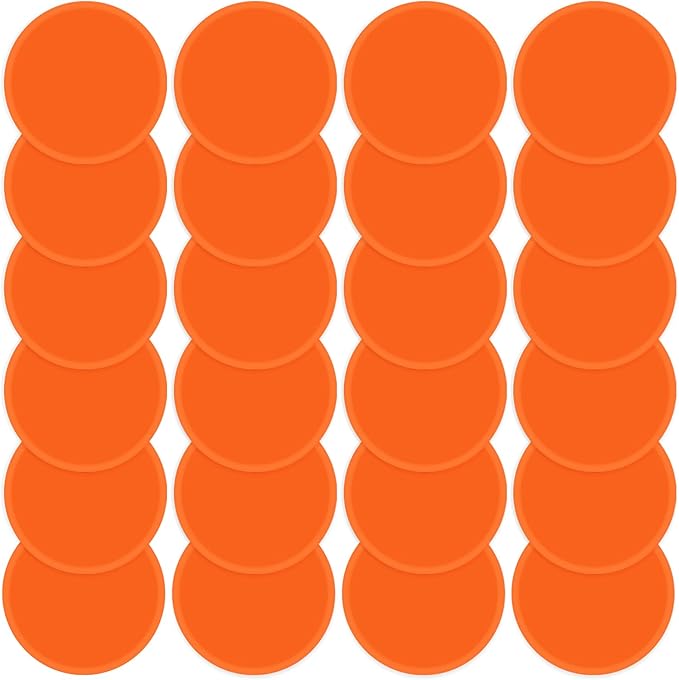 Poly Spots 4" or 9" Flat Cones Spot Markers for Gym/PE Training, Dance, 12/18/24 Pcs Non-Slip Rubber Floor Dots Flat Disc Markers for Soccer Basketball Sports Agility Drills, Classroom Activities