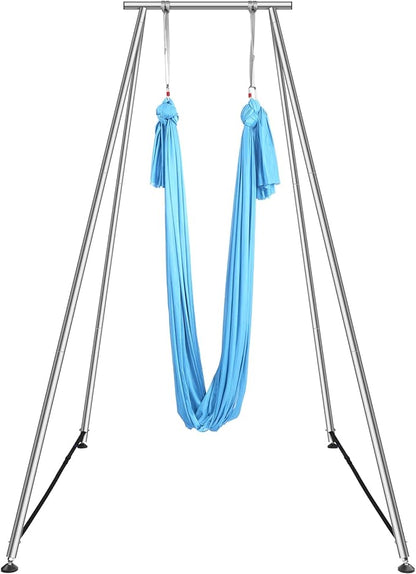 VEVOR Yoga Stand Frame, Max 441-551 lbs Load Swing Stand, Triangular Structure Aerial Rig, Aerial Silk Stands with Yoga Hammock, Standard & Height-Adjustable Version