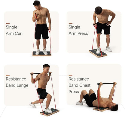 StrongTek Resistance Band Training Platform, Heavy-Duty Bamboo/Wood Board for Safe & Stable Resistance Workouts, Non-Slip, 1000 lbs Capacity for Arms, Shoulders, Core, Back & Legs