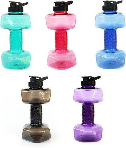 Big Capacity PETG Friendly Cup Dumbbell Shape Drinking Water Bottles Barbell Kettle Body Training Bottle () for Outdoor Camping Travel