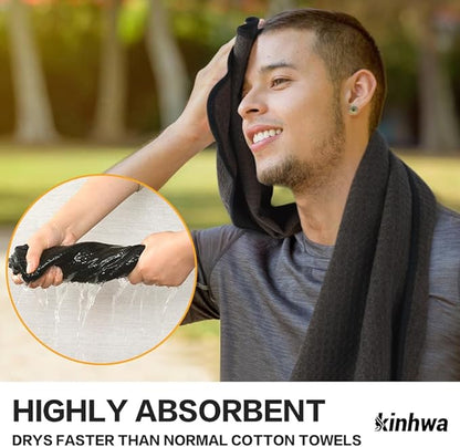KinHwa Gym Towels - Absorbent Wicking Workout Towels, Quick Dry & Compact, Ideal for Yoga, Fitness, Treadmill or Indoor Bike