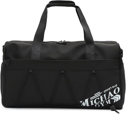 Gym Bag for Men Women, Waterproof Sports Duffle Bag with Shoe Compartment & Wet Pocket, Small Travel Duffel Bag Overnight Carry on Weekender bag for Workout, Fitness, Overnight, Yoga - Black