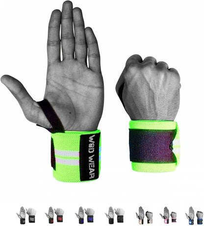 Elastic Wrist Wraps for Powerlifting, Strength Training, Bodybuilding, Cross Training, Olympic Weightlifting, Yoga Support - One Size Fits All