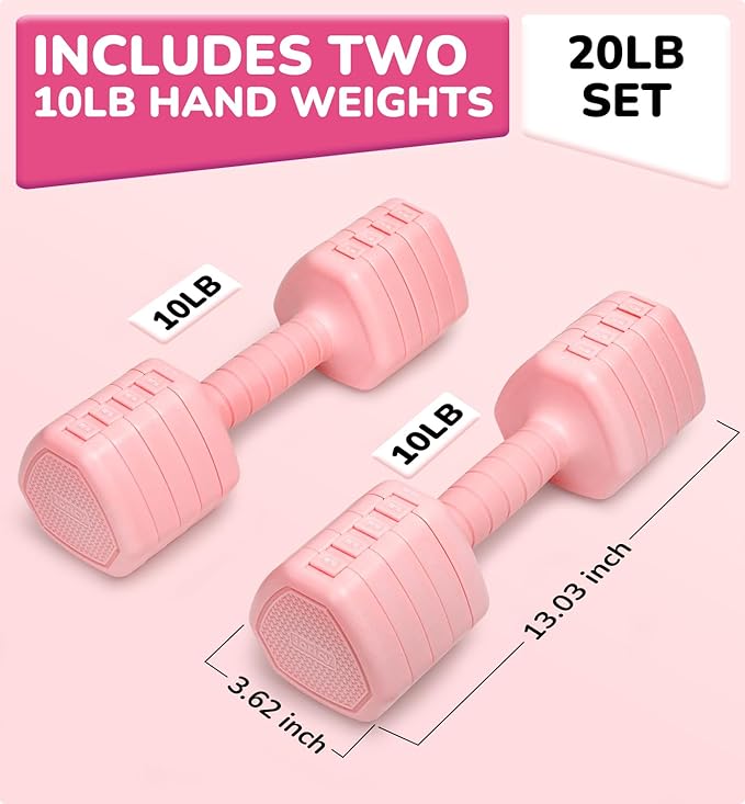 10LBS 20LBS 30LBS Dumbbells Adjustable Dumbbell Set of 2, Hand Weights for Women Men Free Weight Dumbbells Sets for Home Gym & Outdoor Exercise Workout Strength Training Equipments