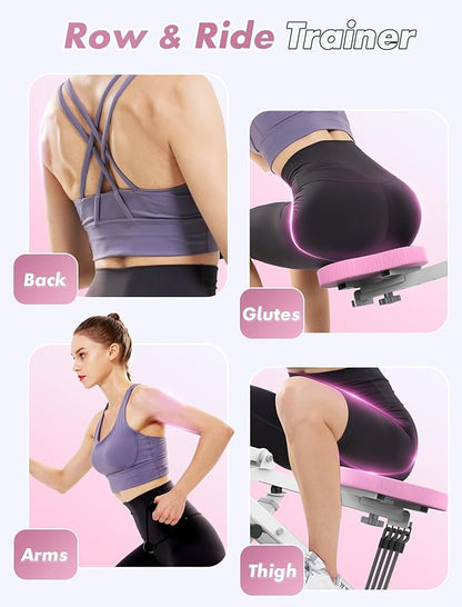 Sportsroyals Squat Machine, Squat Assist Rower for Glutes and Thighs, Foldable Exercise Equipment w/ Four Adjustable Resistance for Home, Full Body Workout Machine