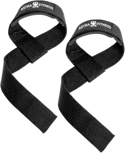 Lifting Straps for Weightlifting, Bodybuilding, Powerlifting, Strength Training, & Deadlifts - Padded Neoprene with 18 inch Cotton (Lifting Strap,Black)