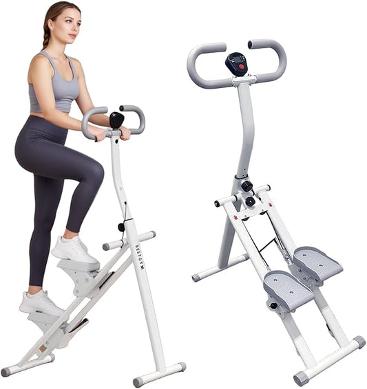 Stepper Machine Adjustable Handles, Compact Stepper Exercise Machine with LCD Display for Home Cardio Workout