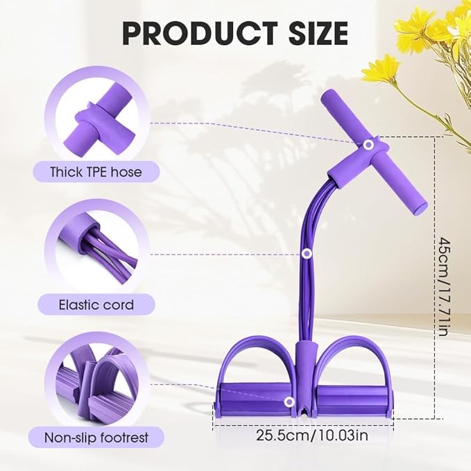 Multifunctional 6 Tube Elastic Yoga Resistance Bands for Waist Arm Leg Stretching, Affordable Training Aid, Latest Upgrade Sit Up Exercise Equipment for Women Men (Purple)