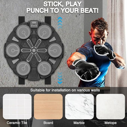 Music Boxing Machine Sport Toys for Kids and Adults,Wall Mounted Bluetooth Smart Punching Target,Training Pad Toy with Boxing Glove,Ideas Toys for Boys Girls Kids 3 4 5 6 7 8 9 10 11 12+ Years Old
