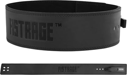 FISTRAGE Lever Buckle Weight Lifting Leather Black Belt Gym Back Support for Men & Women Training Fitness Exercise for Tough Workouts | Power Lifters | Supports Lumber Lower Back
