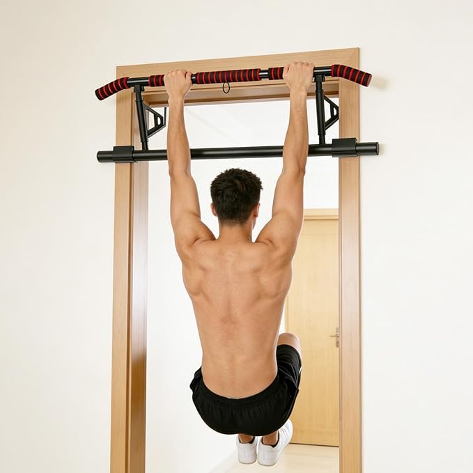 Fitness Pull Up Bar for Doorway, No Screwing or Slipping, Multi Padded Grips, Strength Training, 250 Lbs Capacity