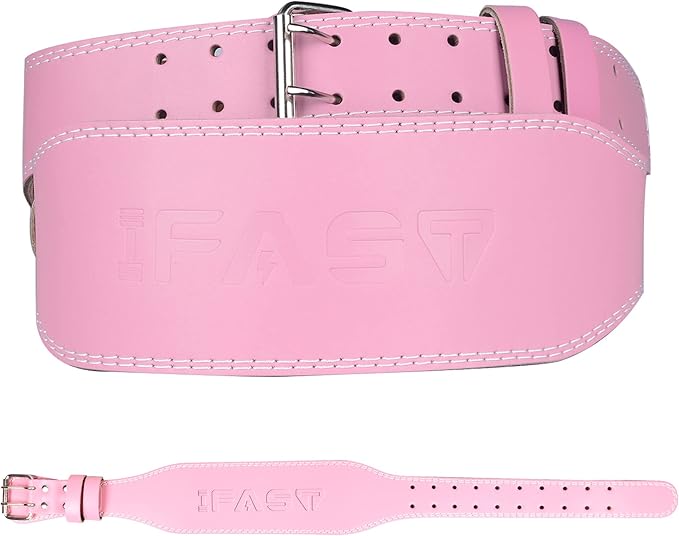 Leather Weight Lifting Belt, Men & Women 4 Inch Wide Strength Training Belt with Metal Buckle & Padded Lumbar Support Adjustable Heavy Duty Workout Equipment for Deadlift Power Lifting Cross Training and Squats Exercise