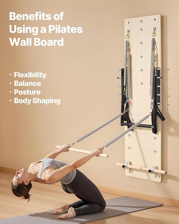 VEVOR Pilates Reformer Accessories for Home Gym, Include Reformer Box/Chair/Spine Corrector/Wall Mounted Machine/Jump Board/Foldable & Dual Resistance Springs