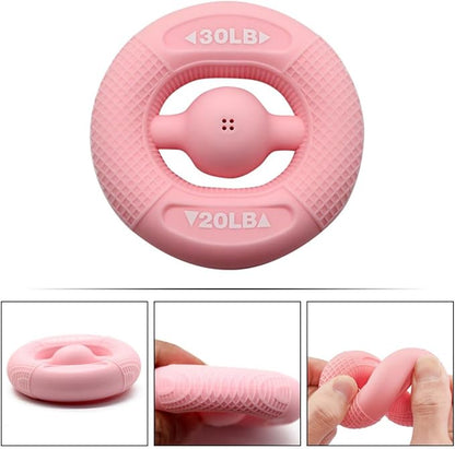 Grip Strength Trainer Hand Workout Squeezer Silicone Ring 20-30 Lbs Pink Forearm Trainer Hand Exercise Tool for Strength and Stress Relief