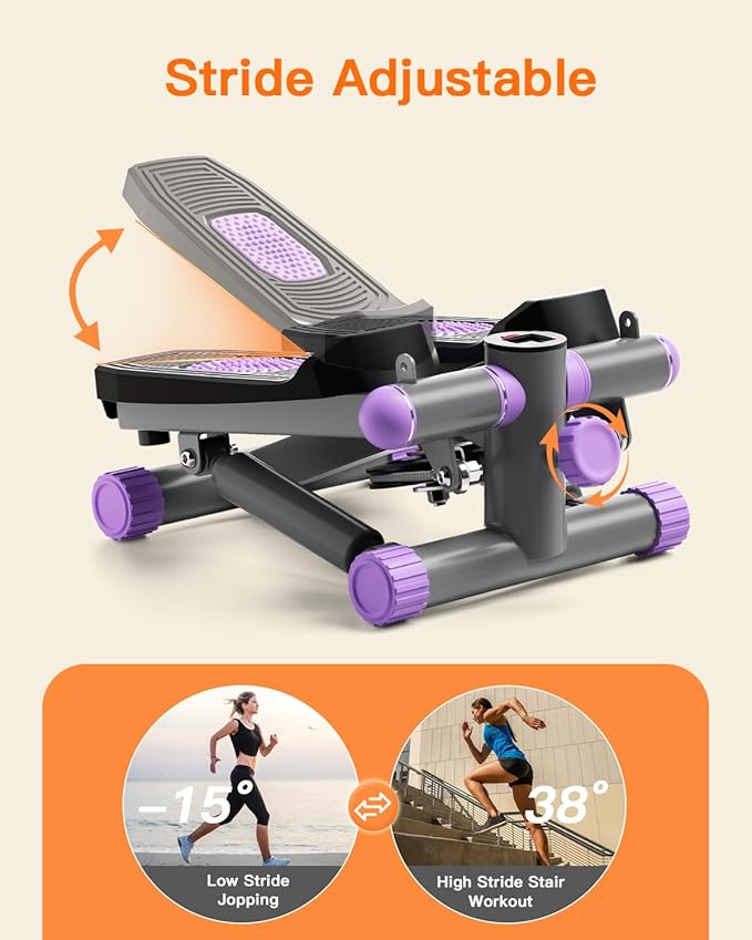 Steppers for Exercise at Home, Mini Stepper with Resistance Bands Quiet Portable Stair Stepper for Buttocks Lifting and Body Shaping