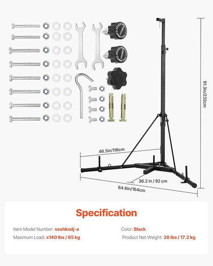 VEVOR 2 in 1 Punching Bag Stand, Steel Heavy Duty Workout Equipment,Freestanding Sandbag Rack,for Home Gym Fitness