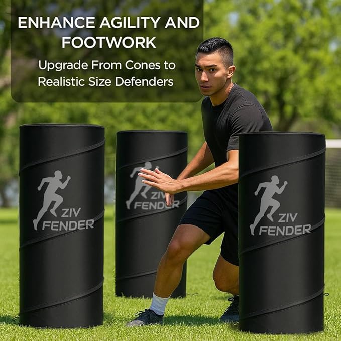Pop Up Defender Soccer and Basketball Defender Dummy Practice Equipment for Defence Training Drills with Pack of 3 Pop Up Barrels Sand Bags and Carry Bag Color Black