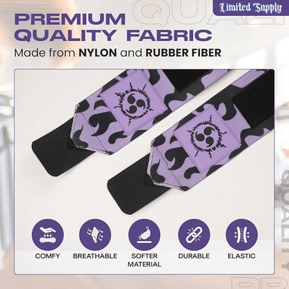 CROWN Anime Wrist Wraps Camo Lifting Straps 24" for Men and Women - 1 Pair Each, Purple CM Gym Accessories Support Weightlifting, Powerlifting, Strength Training, and Improve Workout