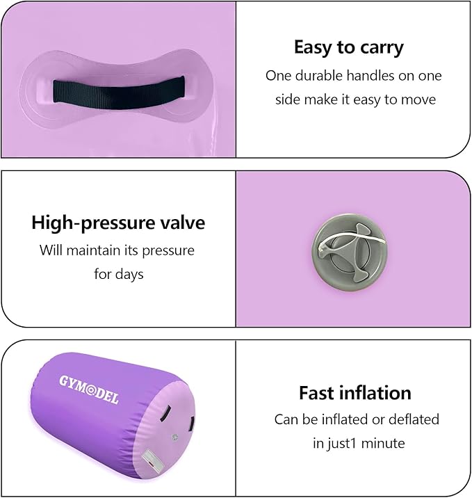 Air Roller Gymnastics Barrel Inflatable Tumbling Roller Air Mat, Air Barrel Gymnastics Tumble Track Mat with Pump for Backhandspring/Training Cheerleading/Yoga/Home and Outdoor Use