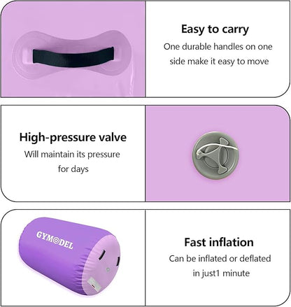 Air Roller Gymnastics Barrel Inflatable Tumbling Roller Air Mat, Air Barrel Gymnastics Tumble Track Mat with Pump for Backhandspring/Training Cheerleading/Yoga/Home and Outdoor Use