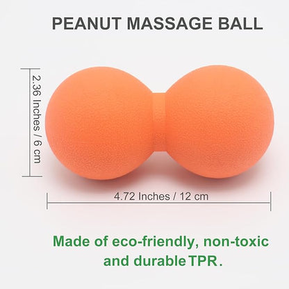 Hard Peanut Massage Ball, Double Lacrosse Massage Ball. Deep Tissue Massager Mobility Roller for Physical Therapy Myofascial Release Trigger Point Muscle Relax Pain Relief Acupressure (Orange)