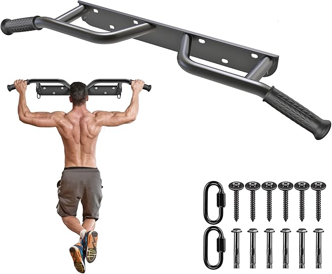 Kipika Heavy Duty Wall Mounted Doorway Pull Up Bar, Multifunctional Chin Up Bar, Portable Fitness Door Bar, Body Workout Home Gym System